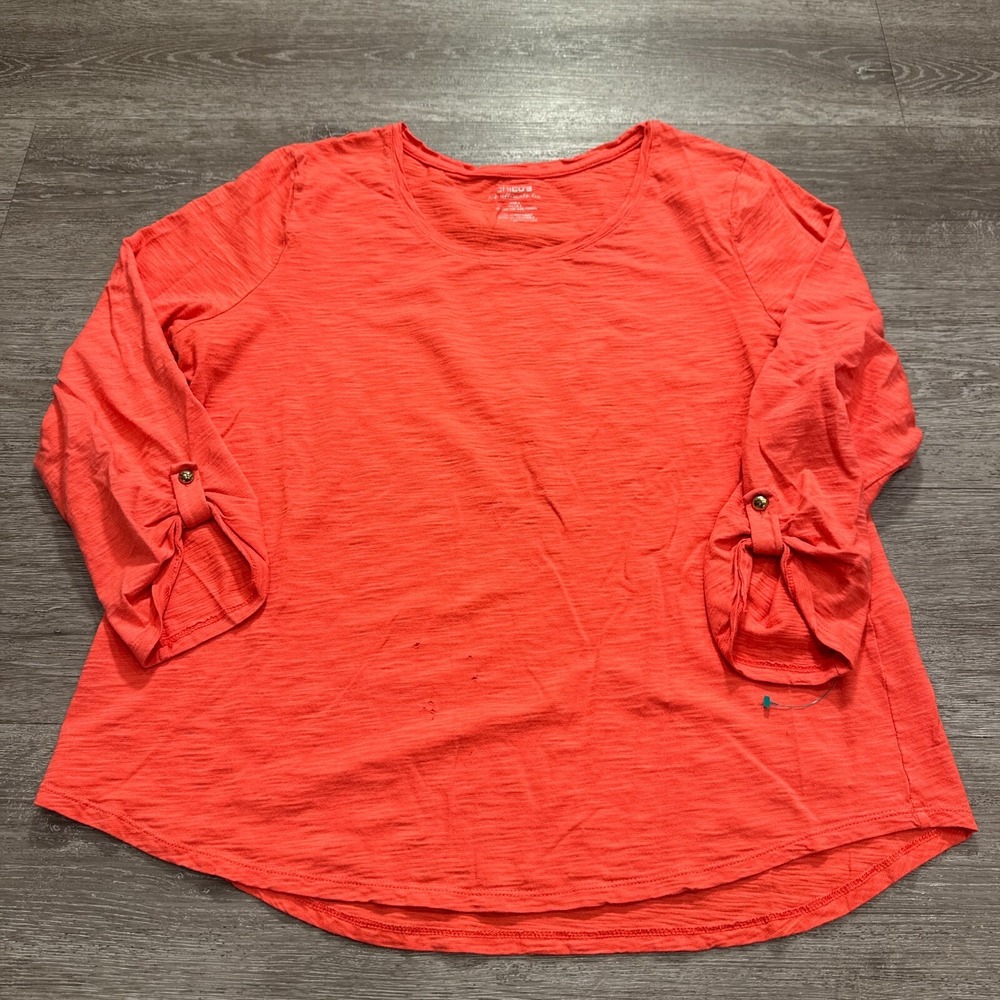 Chicos Top Womens 3 The Ultimate Tee Long Sleeve Roll‎ Tab Modal Lounge Casual